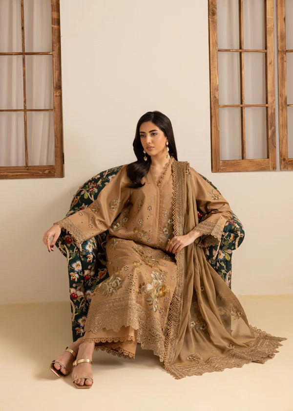 Marjjan Zohra Unstitched Emb Lawn'25 - Sufi Fabrics