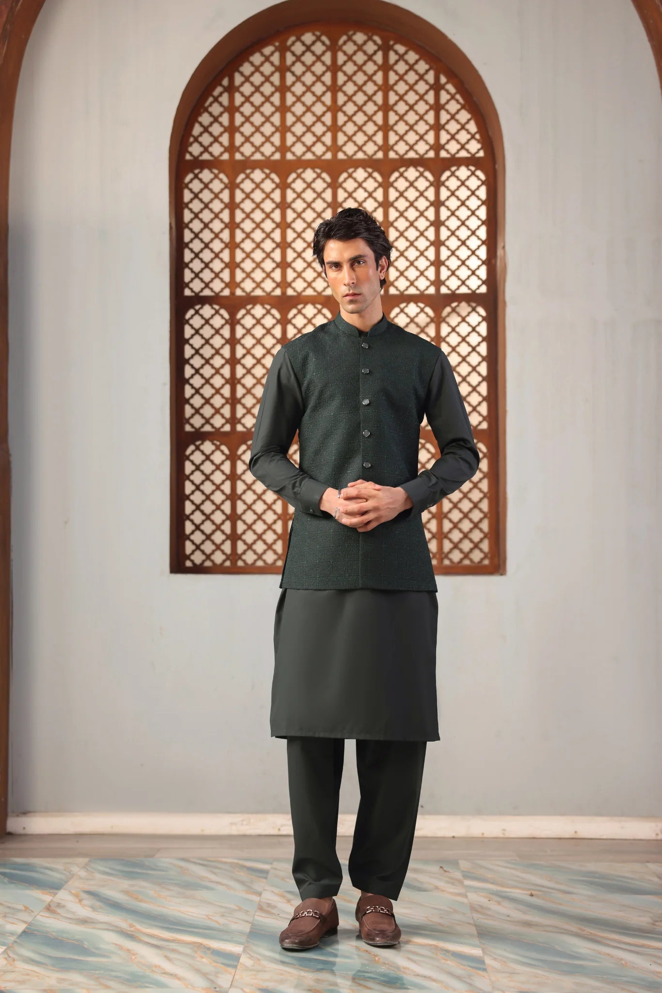 Suit with All-Over Waistcoat D#03 - Sufi Fabrics