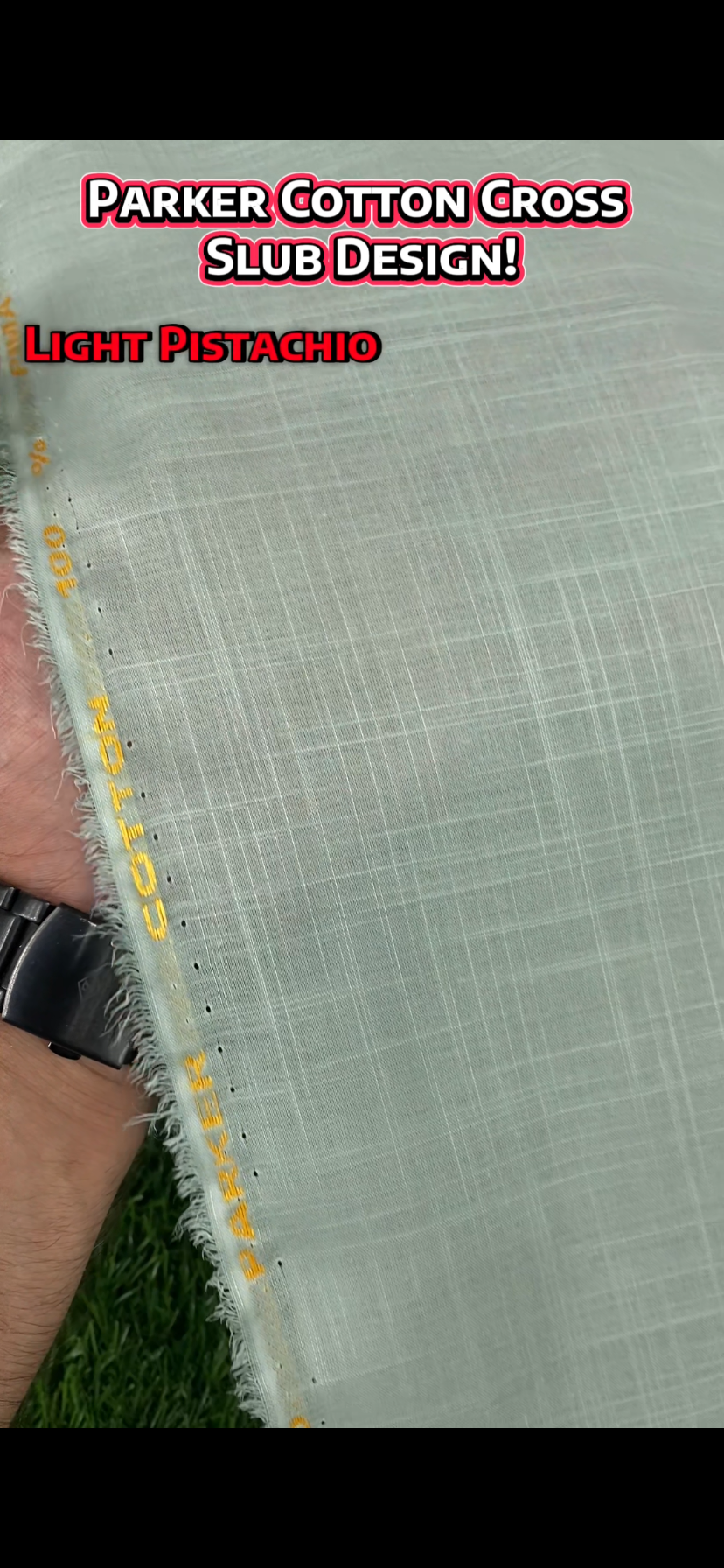 Parker Cotton || Cross Slub Design || Light Pistachio - Sufi Fabrics
