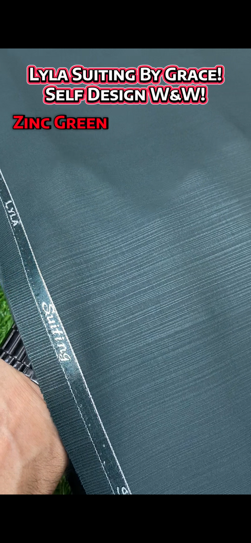 Lyla Suiting by Grace – Self Design Premium Wash & Wear || Zinc Green