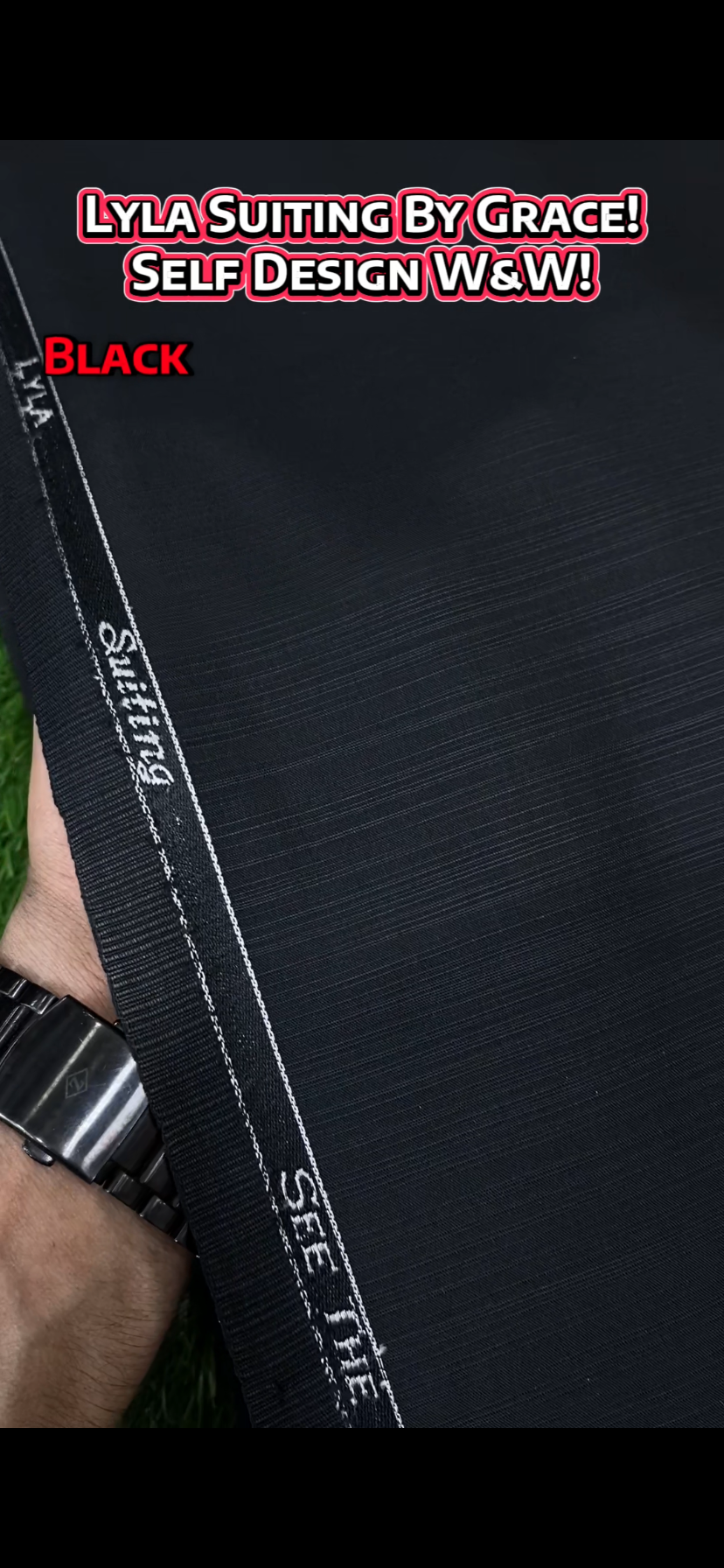 Lyla Suiting by Grace – Self Design Premium Wash & Wear || Black