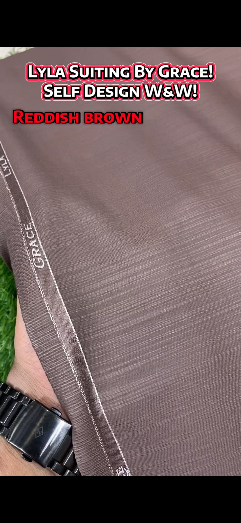 Lyla Suiting by Grace – Self Design Premium Wash & Wear || Reddish Brown