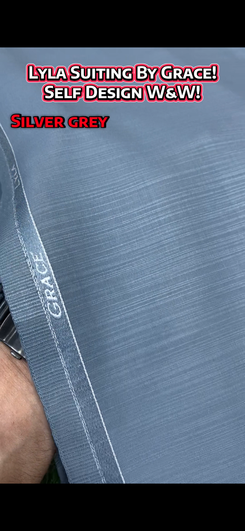 Lyla Suiting by Grace – Self Design Premium Wash & Wear || Silver Grey