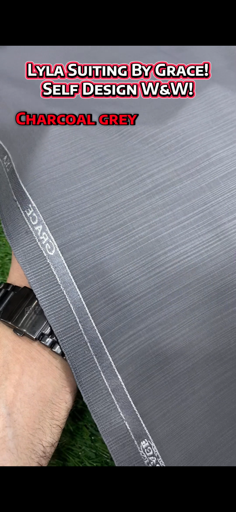 Lyla Suiting by Grace – Self Design Premium Wash & Wear || Charcoal Grey