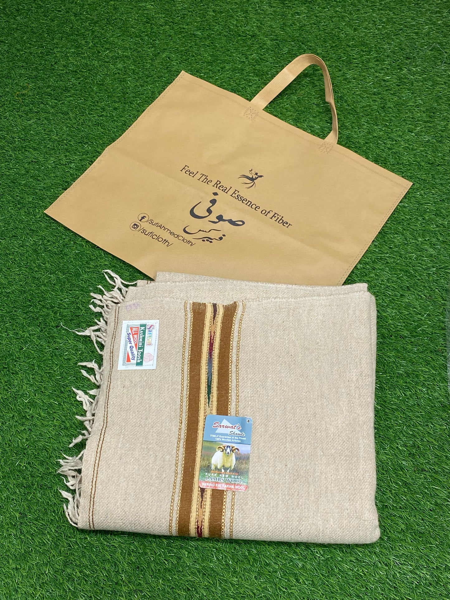 Sufi Wool Wooven Shawl || Light Grey