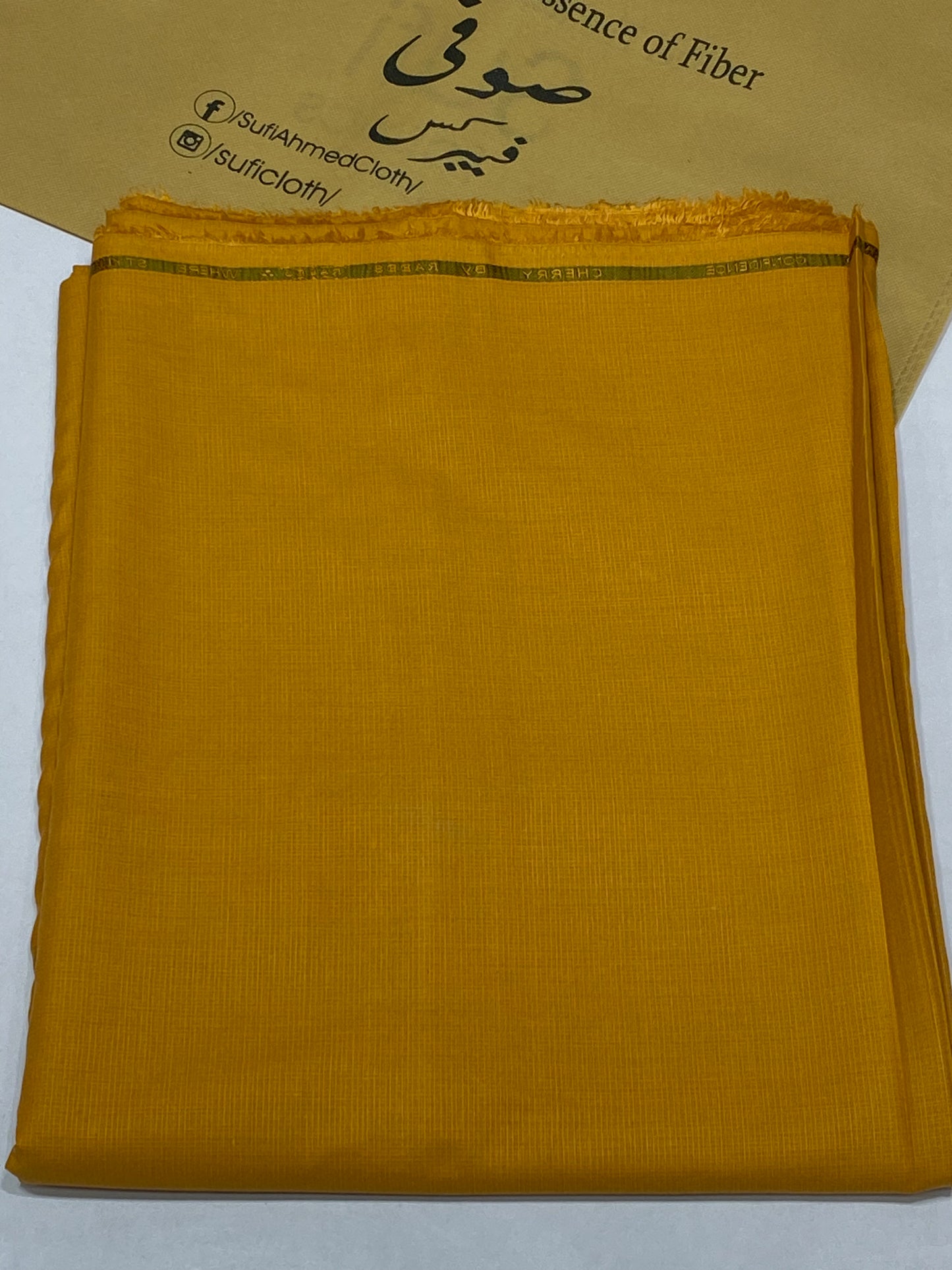 Cherry By Raees – Wash & Wear Self Check Design (Mustard) - Sufi Fabrics