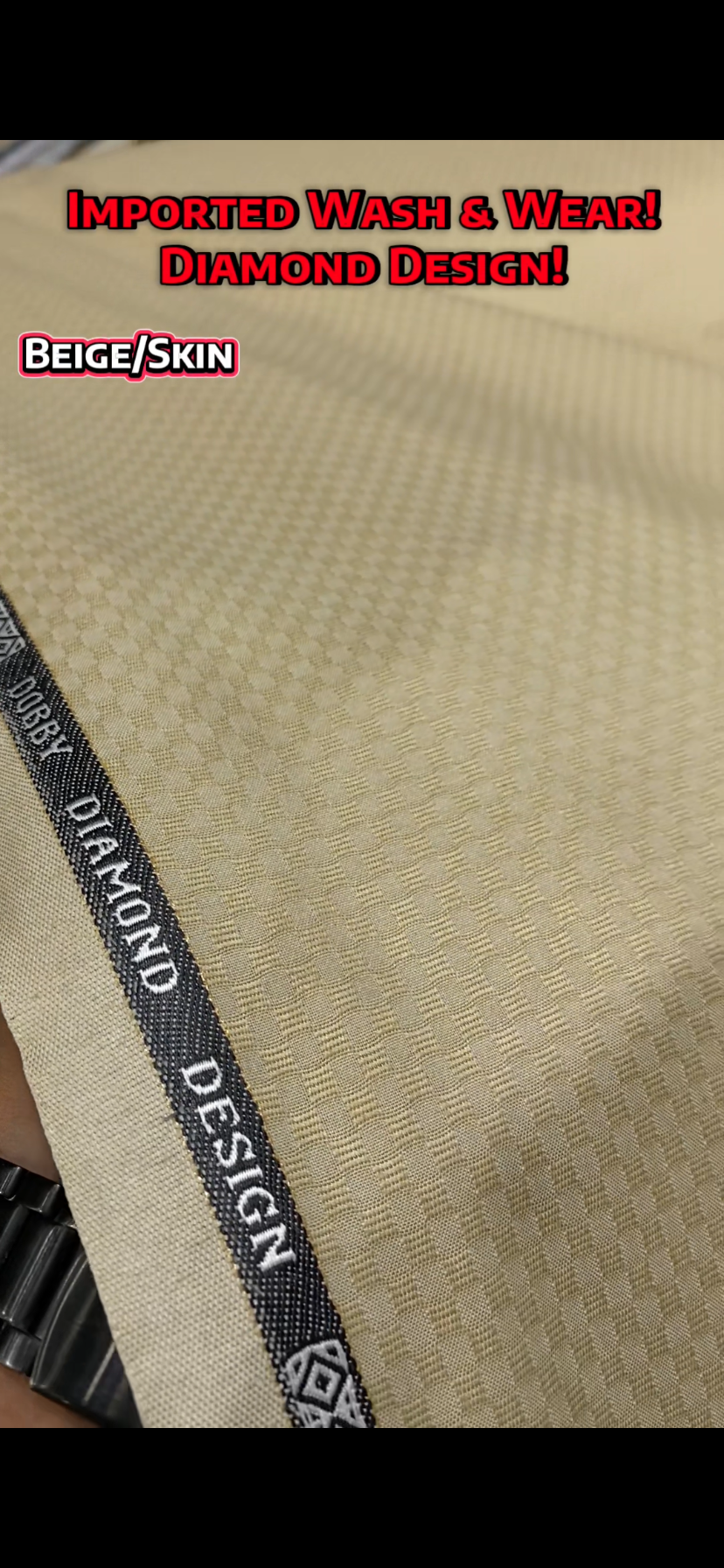 Imported Wash & Wear || Omega Super Line Diamond Design || Beige/Skin