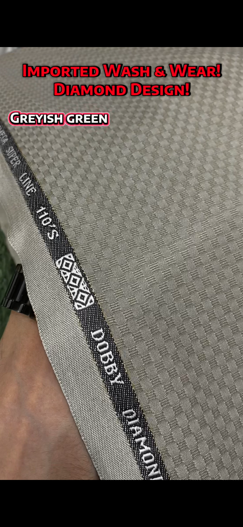 Imported Wash & Wear || Omega Super Line Diamond Design || Greyish Green