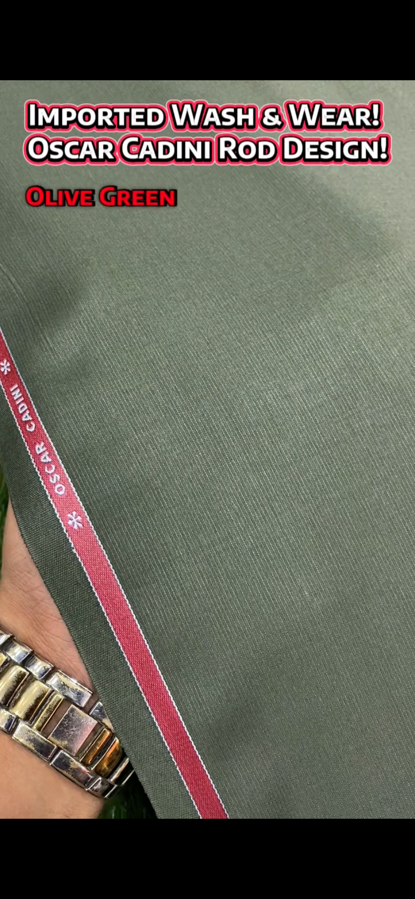 Imported Wash & Wear || Oscar Cadini Rod Design || Olive Green