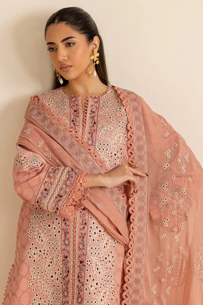 Peach-colored embroidered lawn 3-piece suit from Marjjan Zohra summer collection