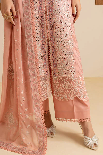 Peach-colored embroidered lawn 3-piece suit from Marjjan Zohra summer collection