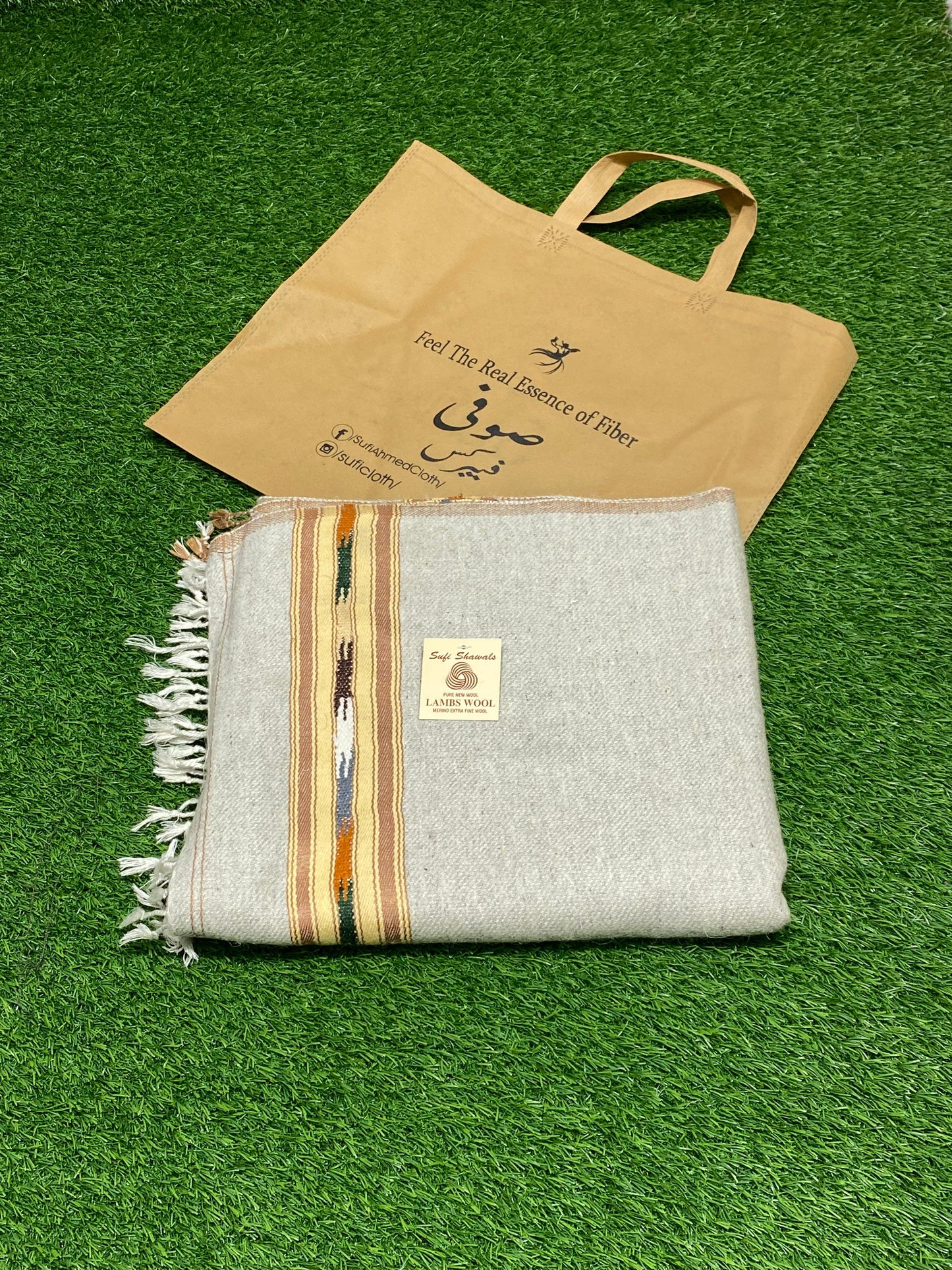 Sufi Wool Wooven Shawl || Light Grey