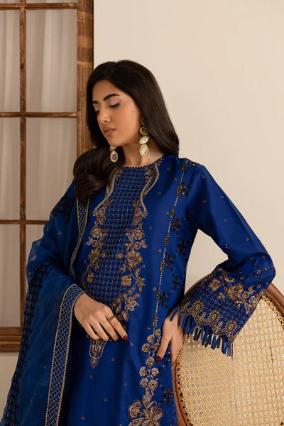 Blue-colored embroidered lawn 3-piece suit from Marjjan Zohra summer collection