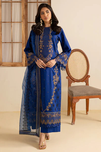 Blue-colored embroidered lawn 3-piece suit from Marjjan Zohra summer collection