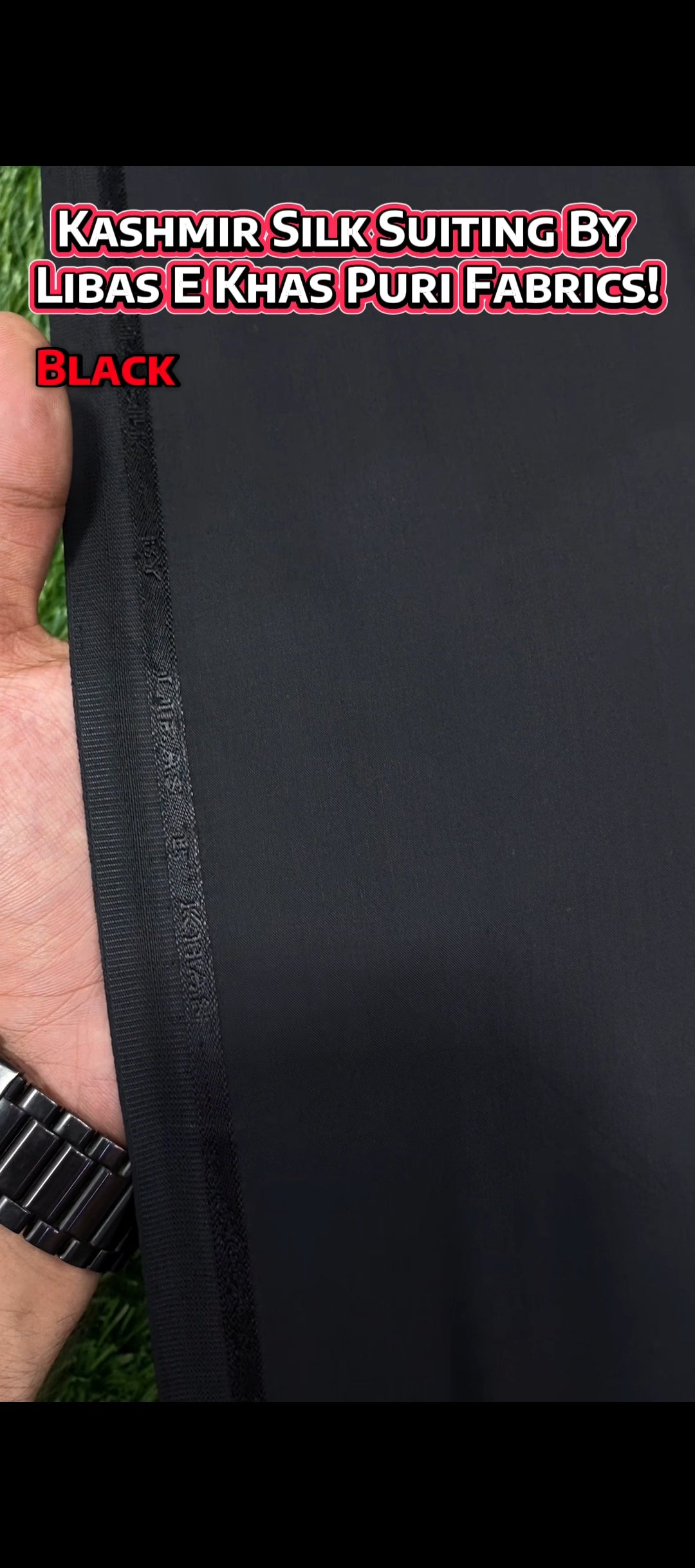 Kasmir Silk Suiting || Libas-E-Khas Puri Fabrics Wash & Wear || Black