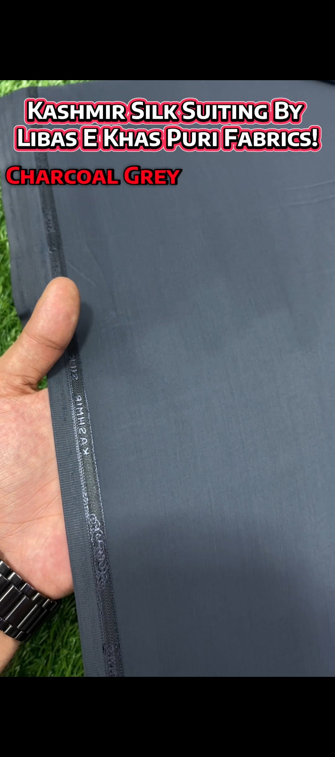 Kasmir Silk Suiting || Libas-E-Khas Puri Fabrics Wash & Wear || Charcoal Grey
