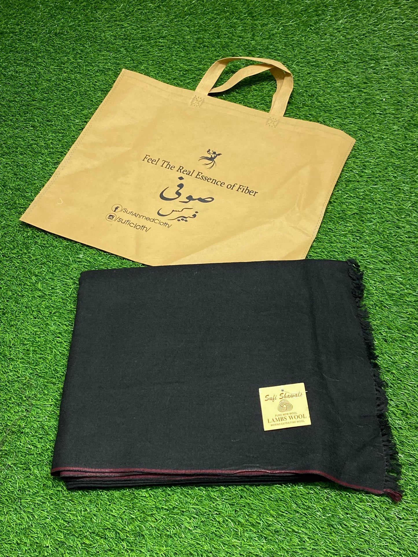 Sufi Wool Border-Less Shawl || Black