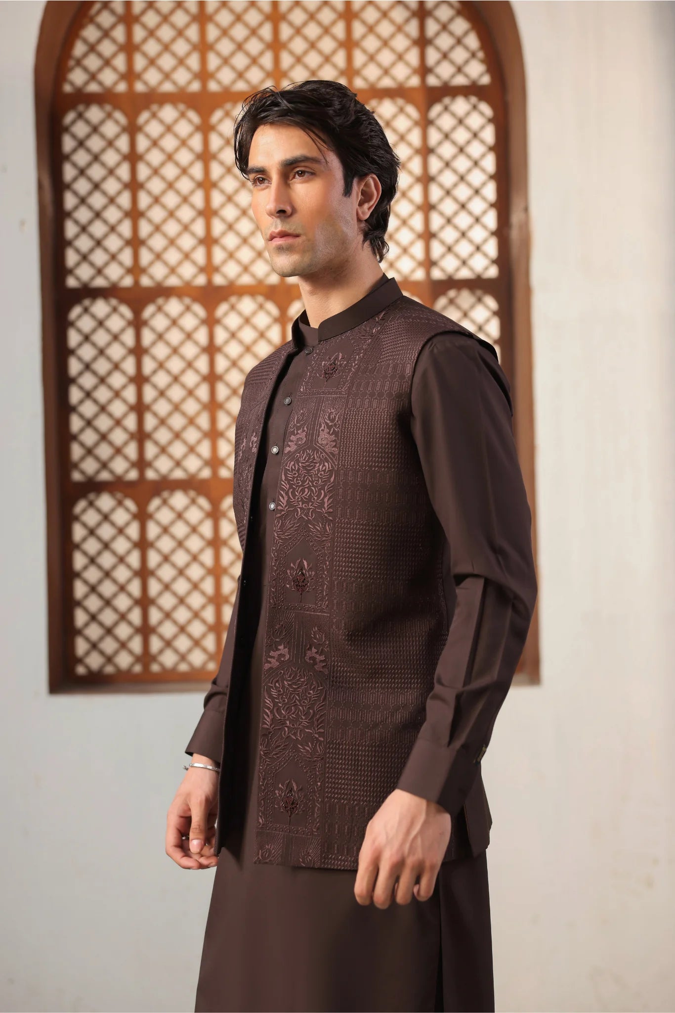 Suit with All-Over Waistcoat D#02 - Sufi Fabrics