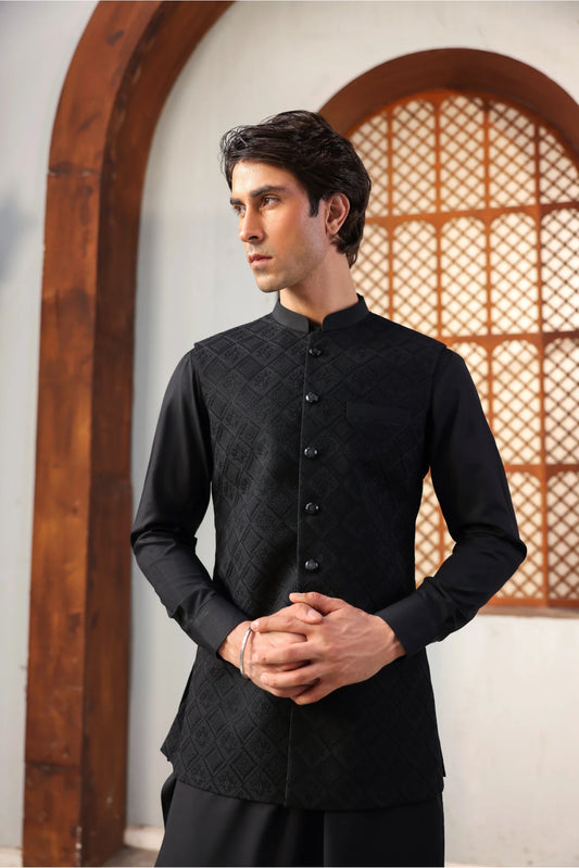 Suit with All-Over Waistcoat D#01 - Sufi Fabrics