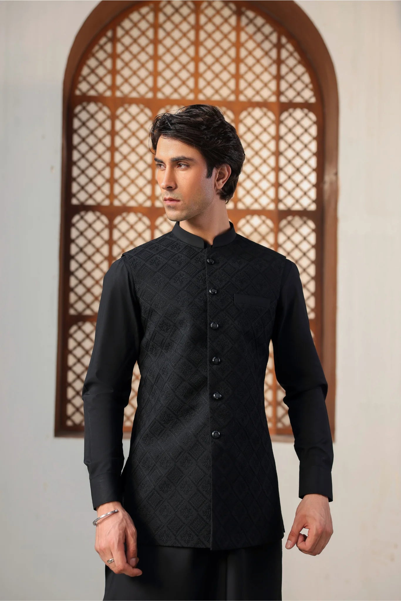 Suit with All-Over Waistcoat D#01 - Sufi Fabrics