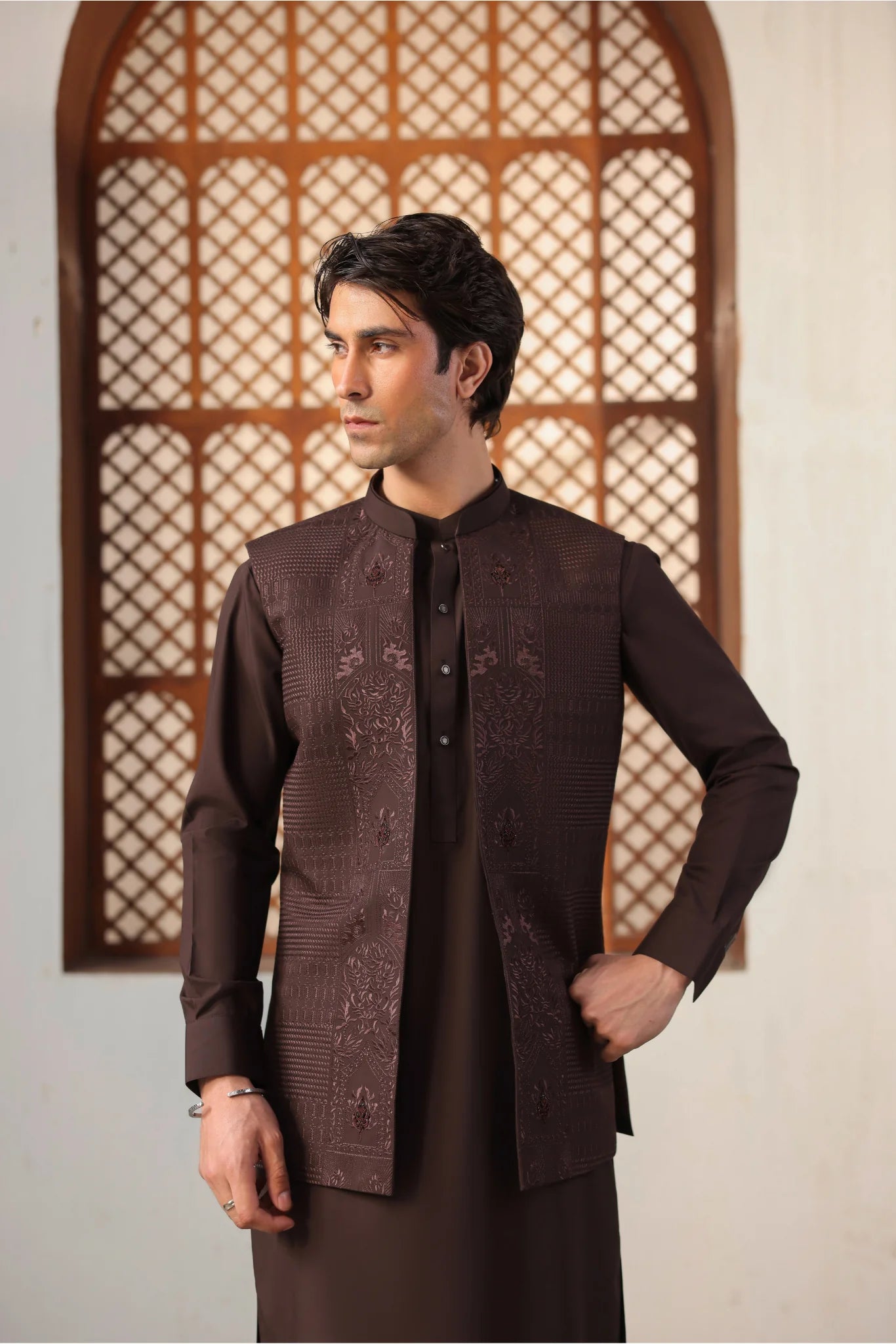 Suit with All-Over Waistcoat D#02 - Sufi Fabrics
