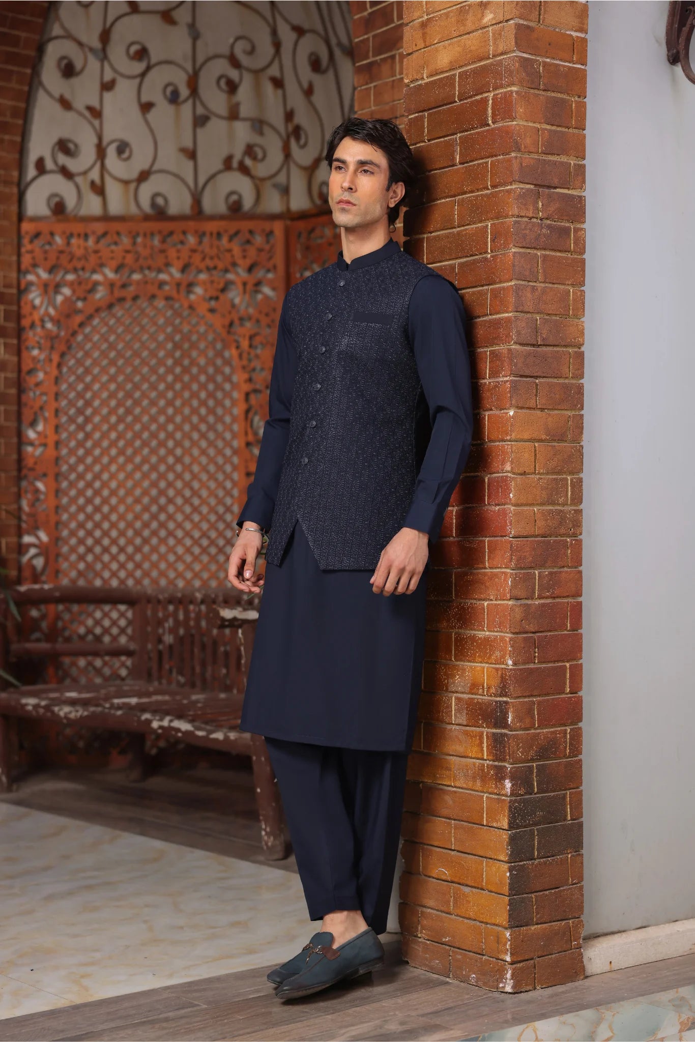 Suit with All-Over Waistcoat D#04 - Sufi Fabrics
