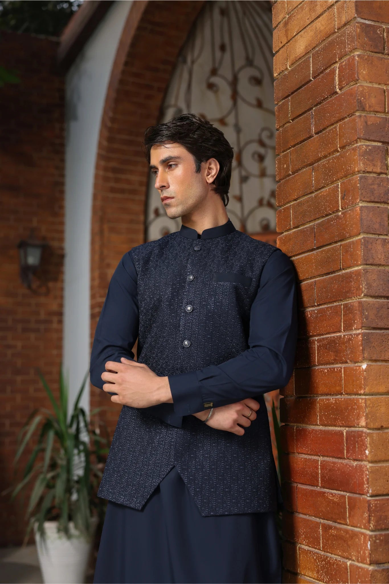 Suit with All-Over Waistcoat D#04 - Sufi Fabrics