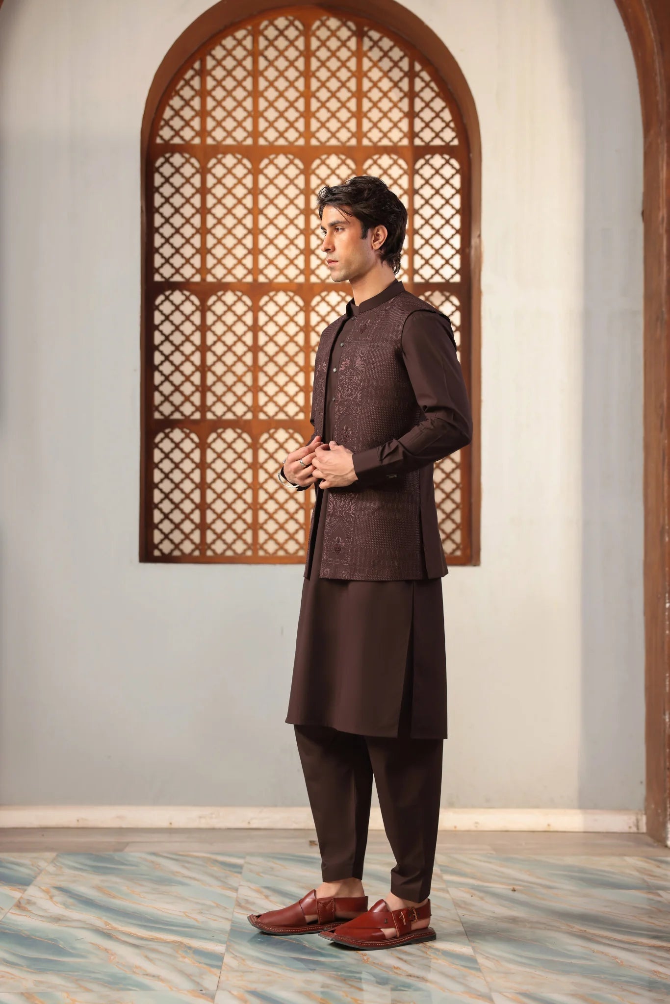 Suit with All-Over Waistcoat D#02 - Sufi Fabrics