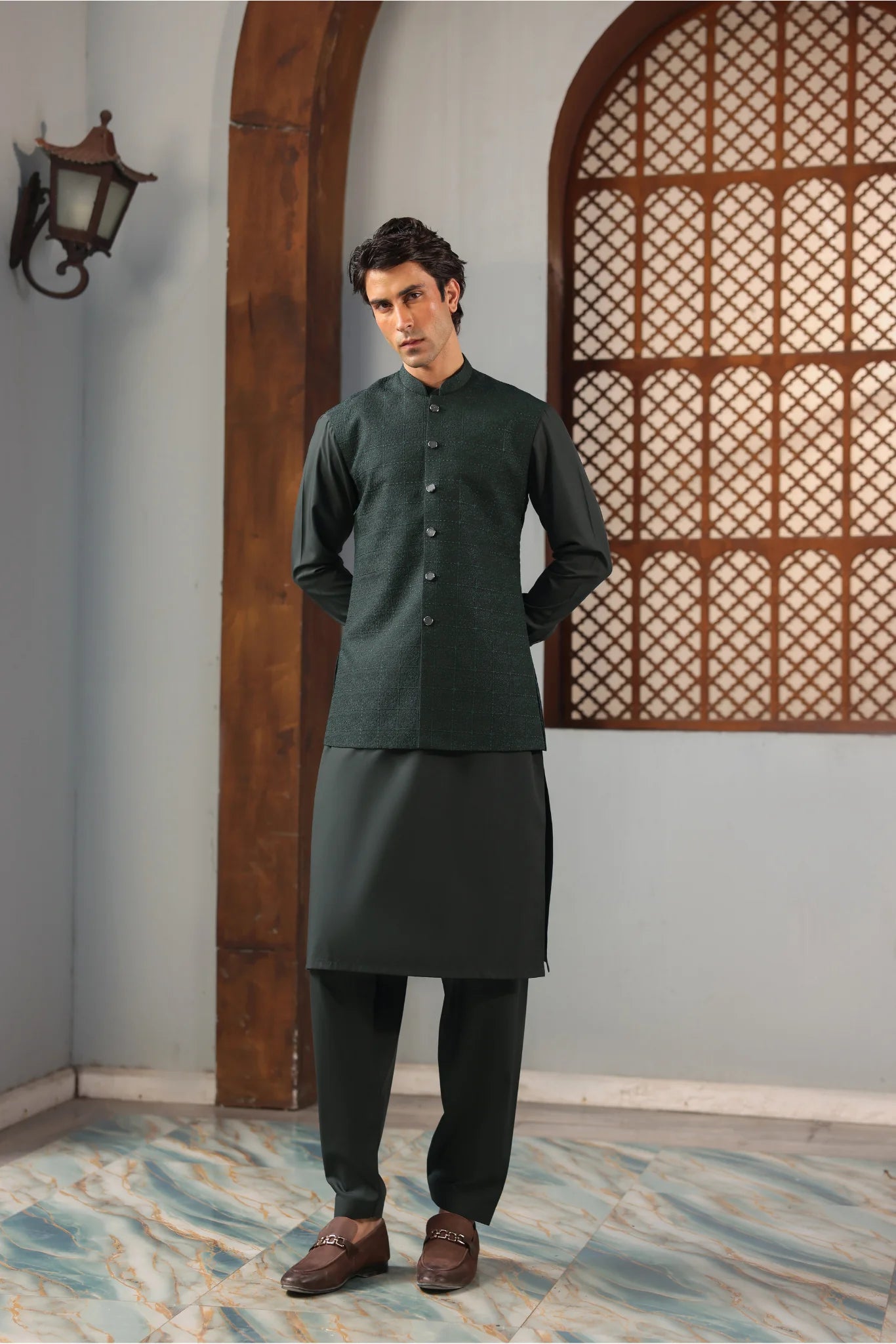 Suit with All-Over Waistcoat D#03 - Sufi Fabrics