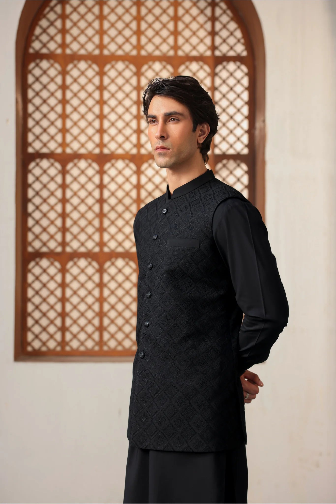 Suit with All-Over Waistcoat D#01 - Sufi Fabrics