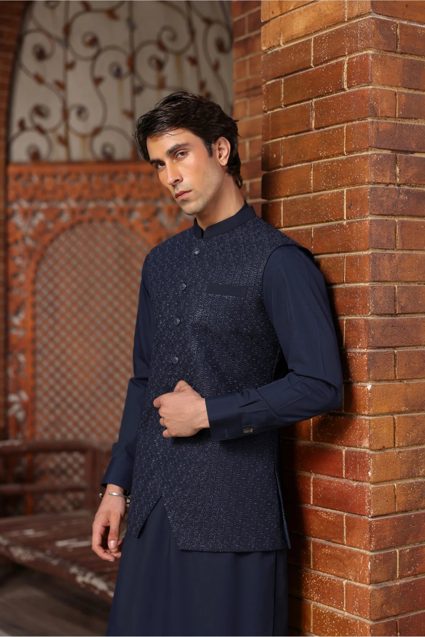 Suit with All-Over Waistcoat D#04 - Sufi Fabrics