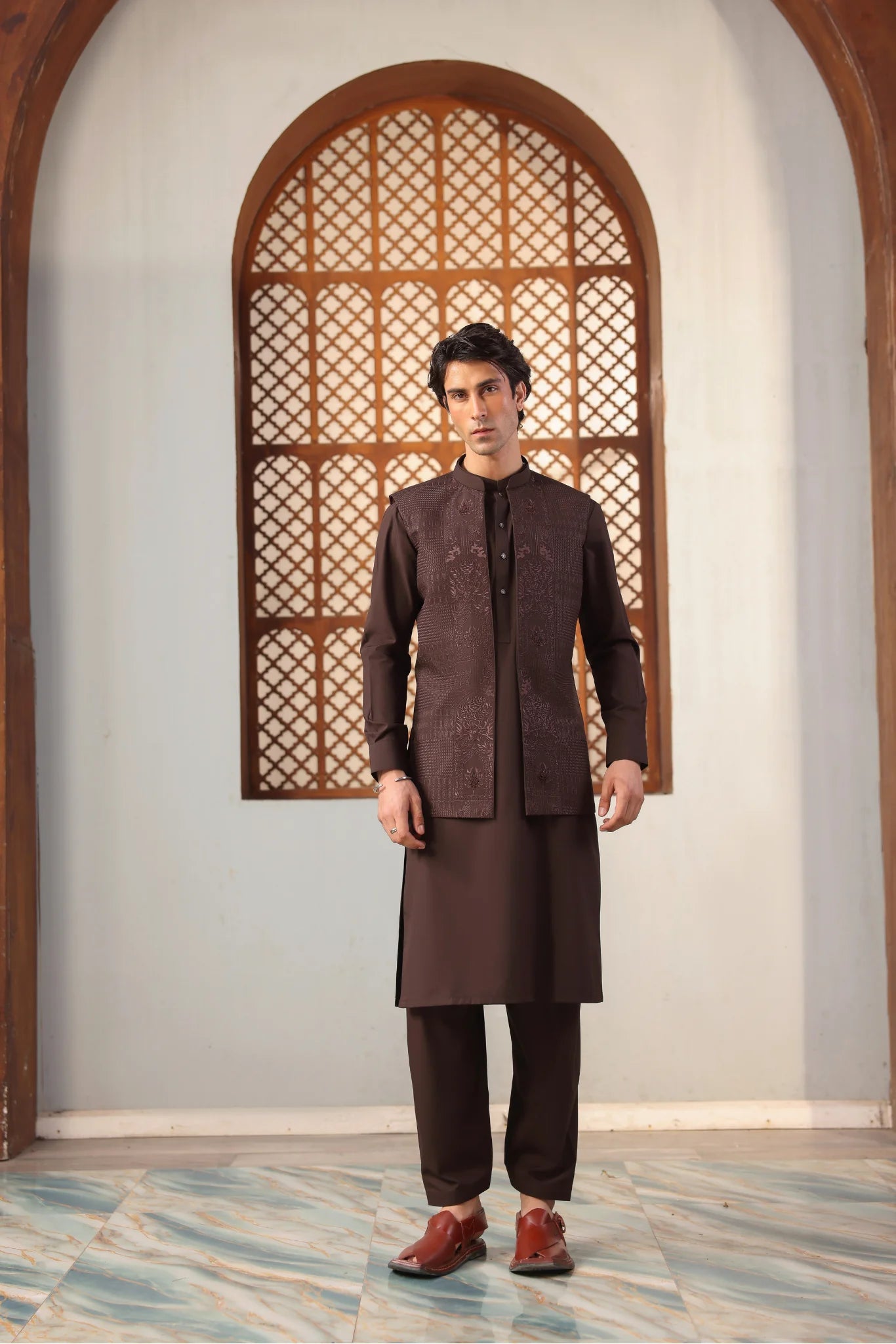 Suit with All-Over Waistcoat D#02 - Sufi Fabrics