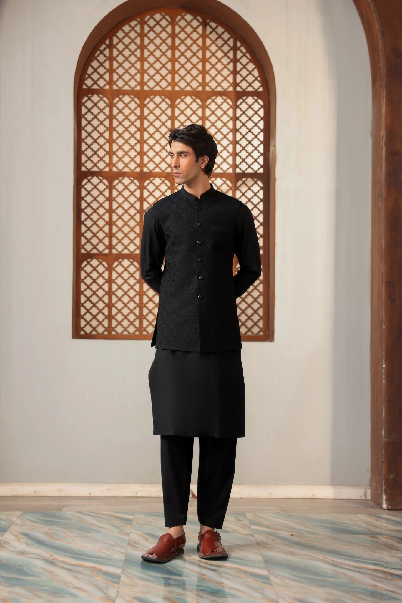 Suit with All-Over Waistcoat D#01 - Sufi Fabrics