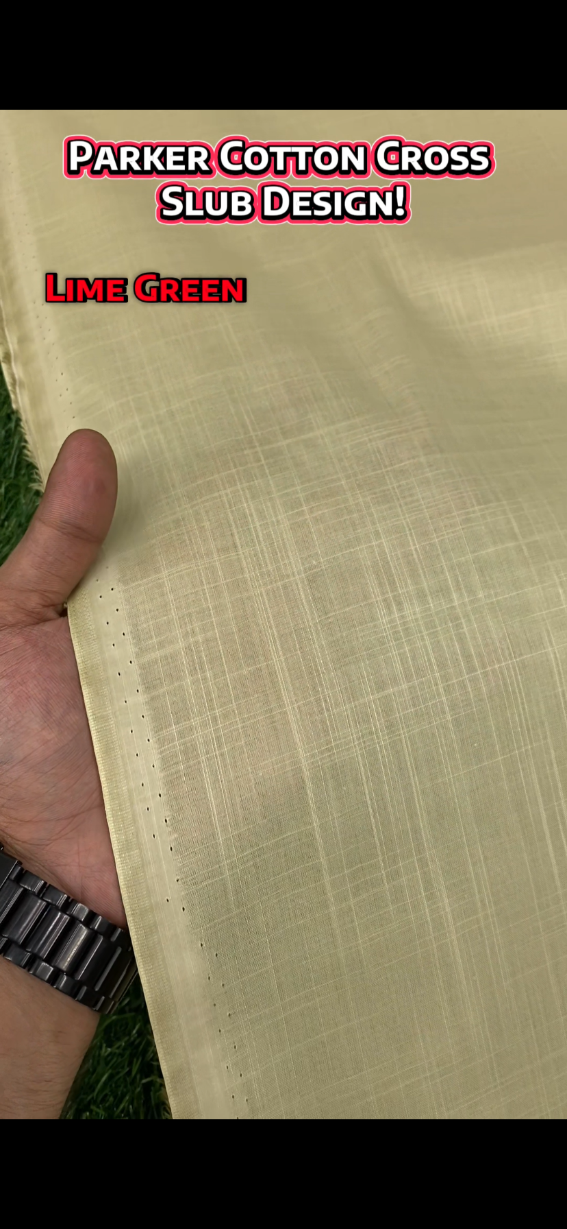 Parker Cotton || Cross Slub Design || Lime Green - Sufi Fabrics