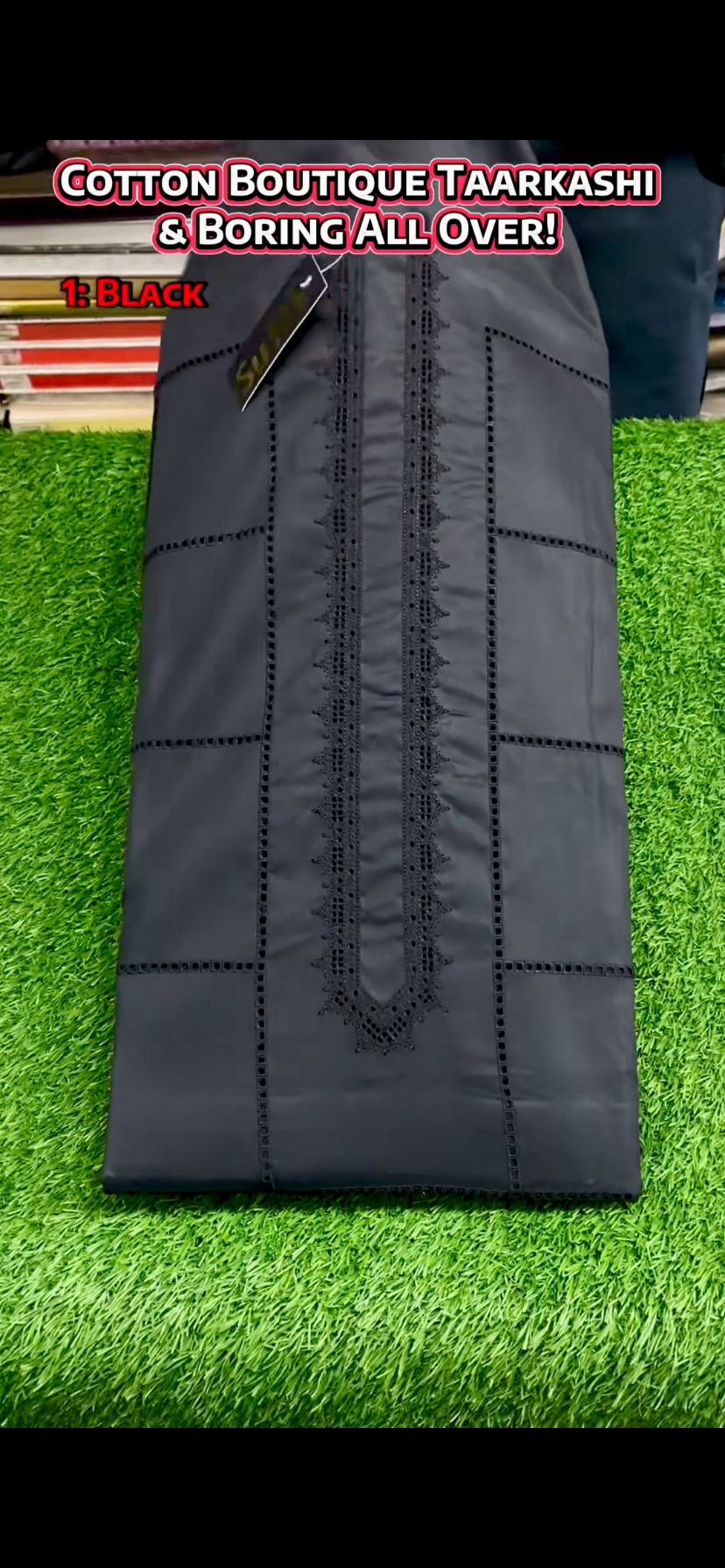 Cotton Boutique Taarkashi & Boring All Over || Black - Sufi Fabrics