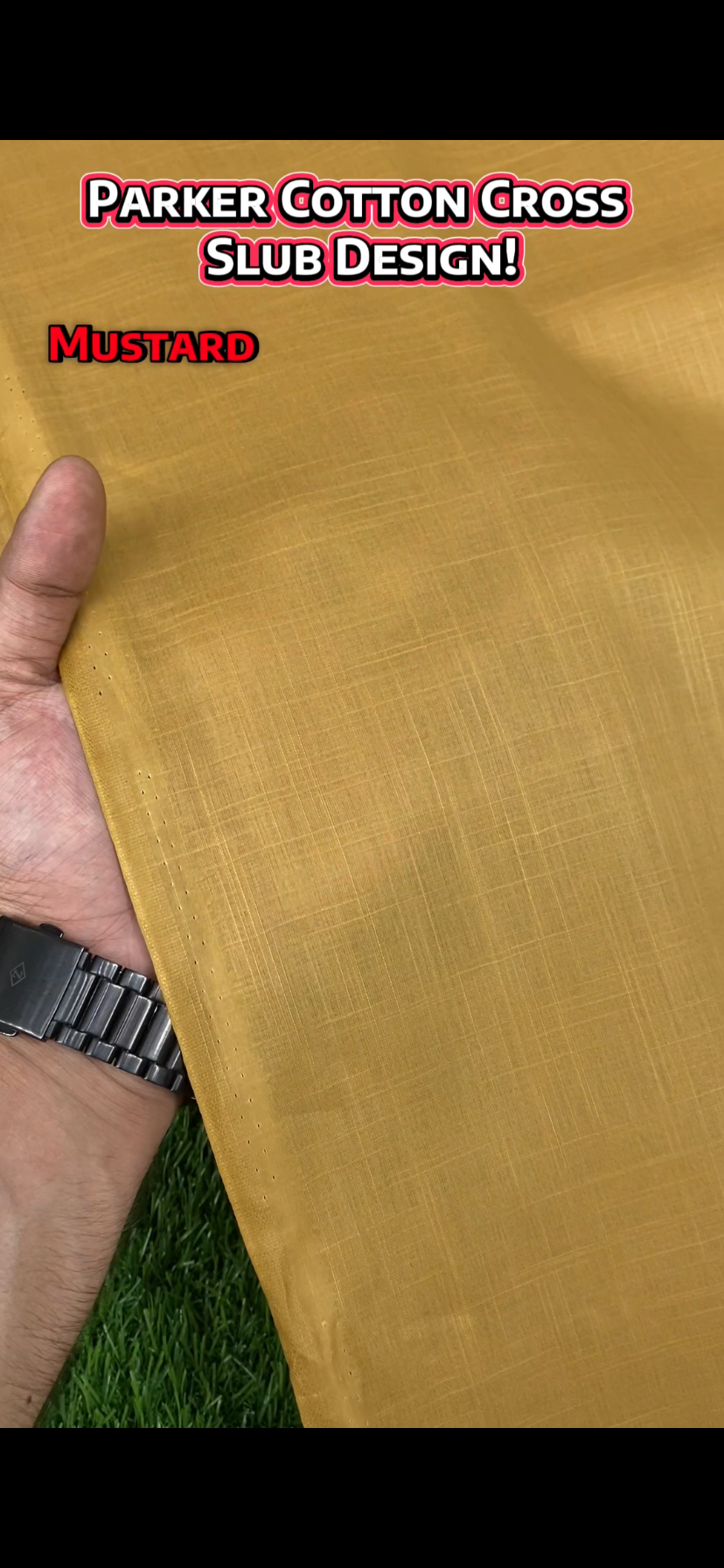 Parker Cotton || Cross Slub Design || Mustard - Sufi Fabrics