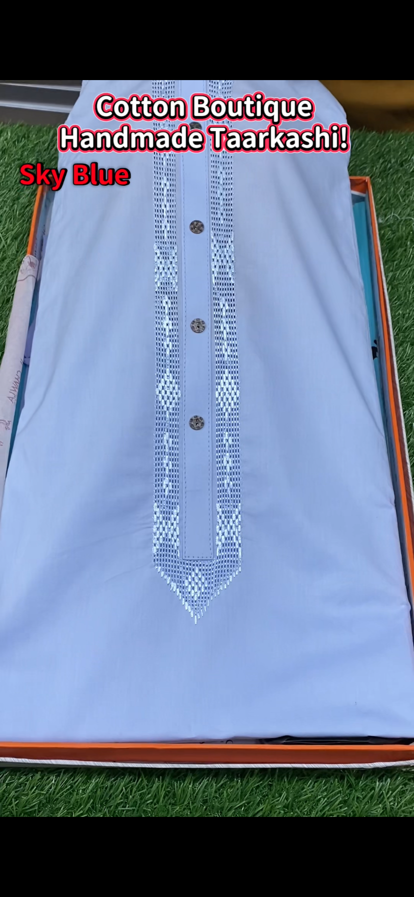 Cotton Boutique Handmade Taarkashi || Sky Blue