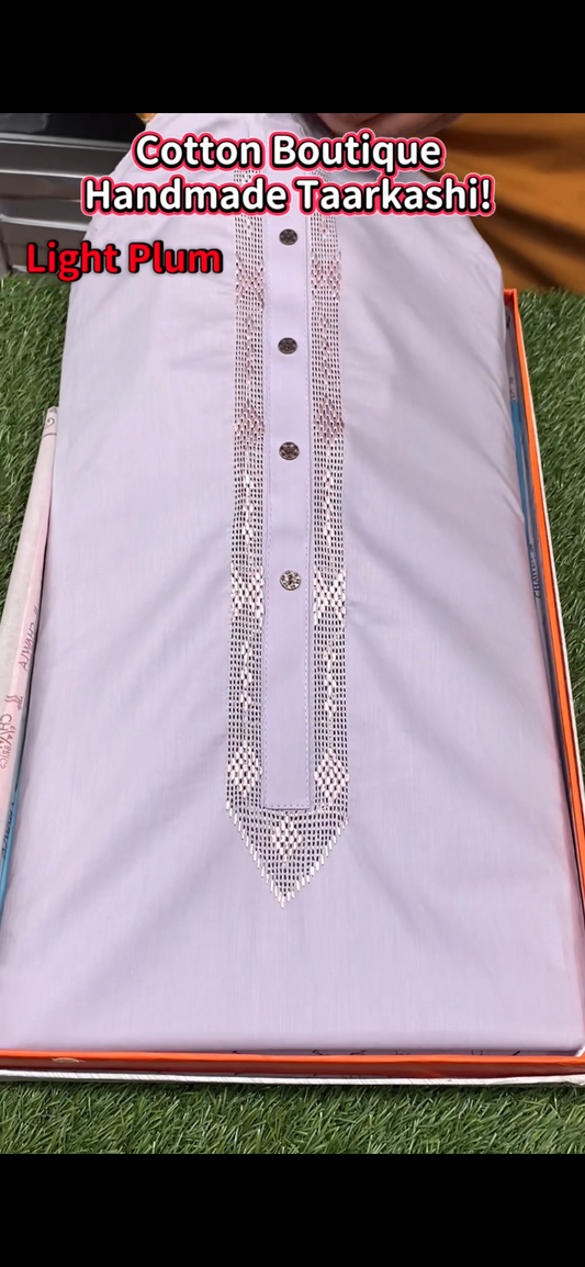 Cotton Boutique Handmade Taarkashi || Light Plum - Sufi Fabrics