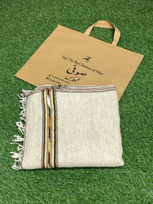 Sufi Wool Wooven Shawl || Off White