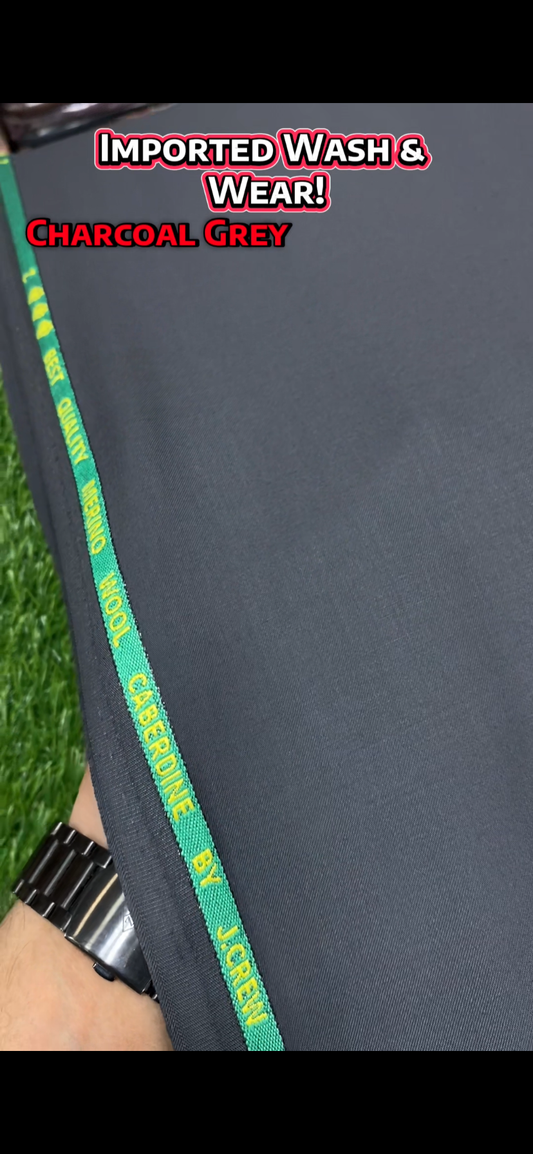 Imported Wash & Wear || Caberdine by J.Crew || Charcoal Grey - Sufi Fabrics