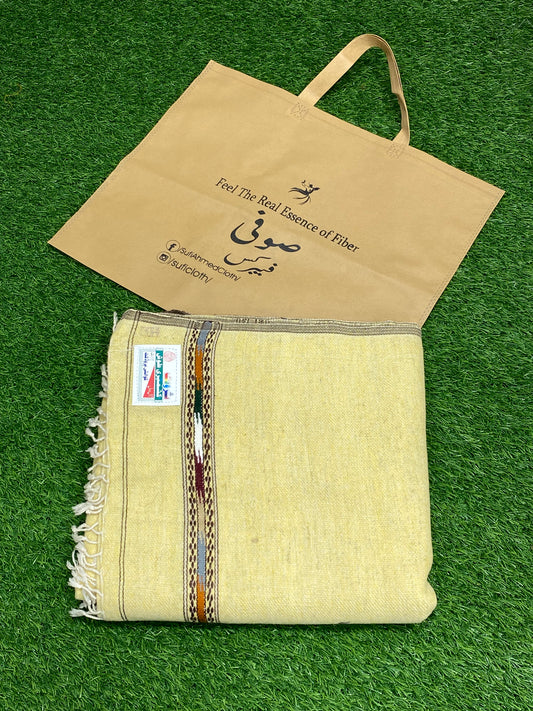 Sufi Wool Wooven Shawl || Cream