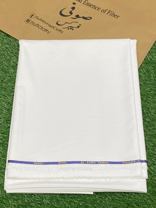 Royal By Raees – Wash & Wear Slub Design (Off White) - Sufi Fabrics