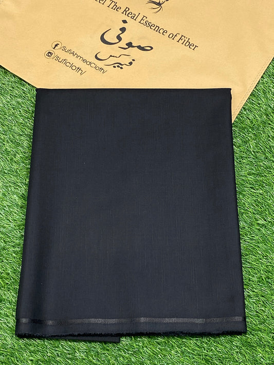 Royal By Raees – Wash & Wear Slub Design (Black) - Sufi Fabrics