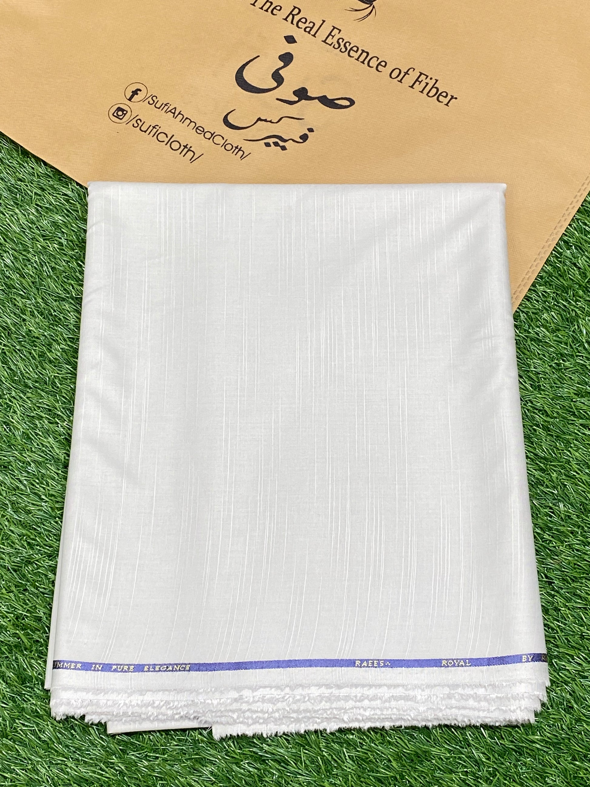 Royal By Raees – Wash & Wear Slub Design (Metallic Grey) - Sufi Fabrics