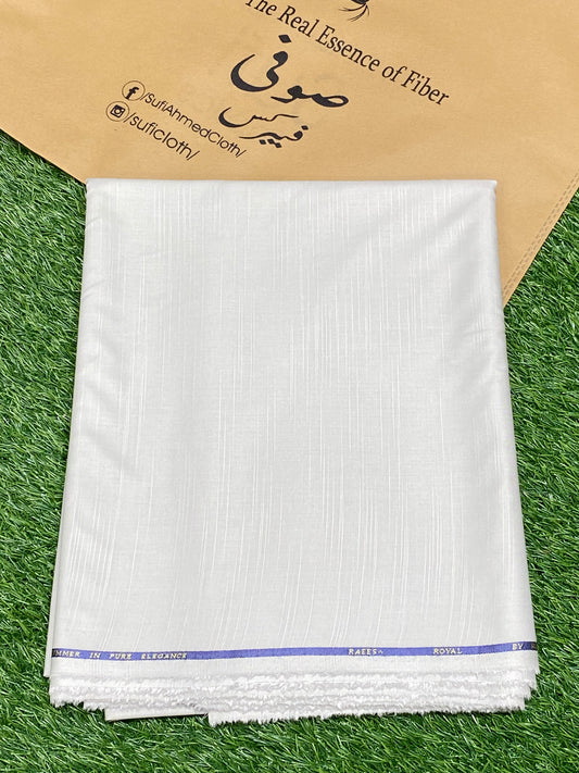 Royal By Raees – Wash & Wear Slub Design (Metallic Grey) - Sufi Fabrics