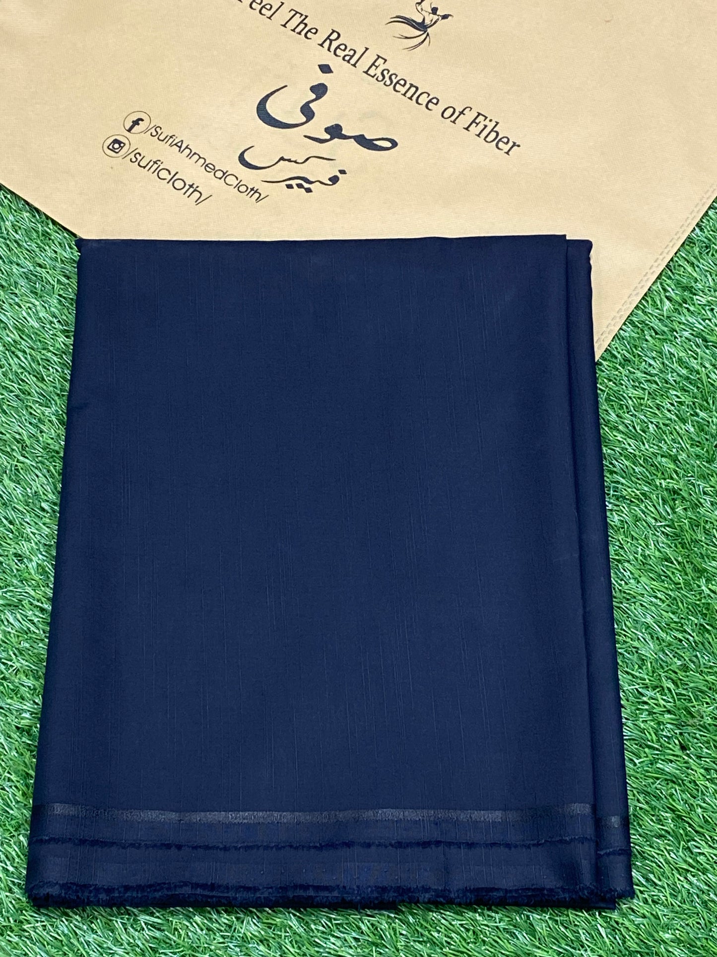 Royal By Raees – Wash & Wear Slub Design (Navy Blue) - Sufi Fabrics