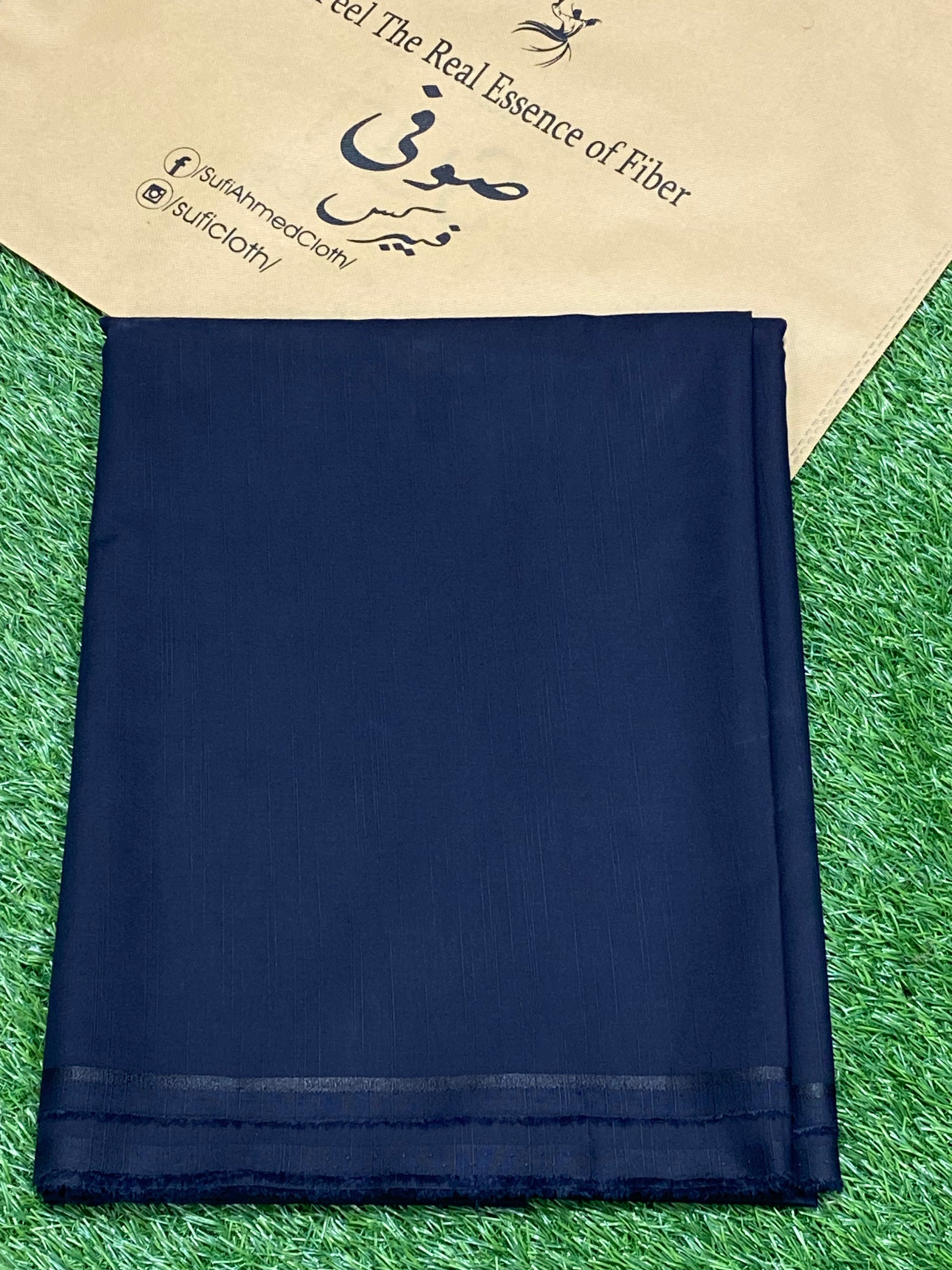 Royal By Raees – Wash & Wear Slub Design (Navy Blue) - Sufi Fabrics