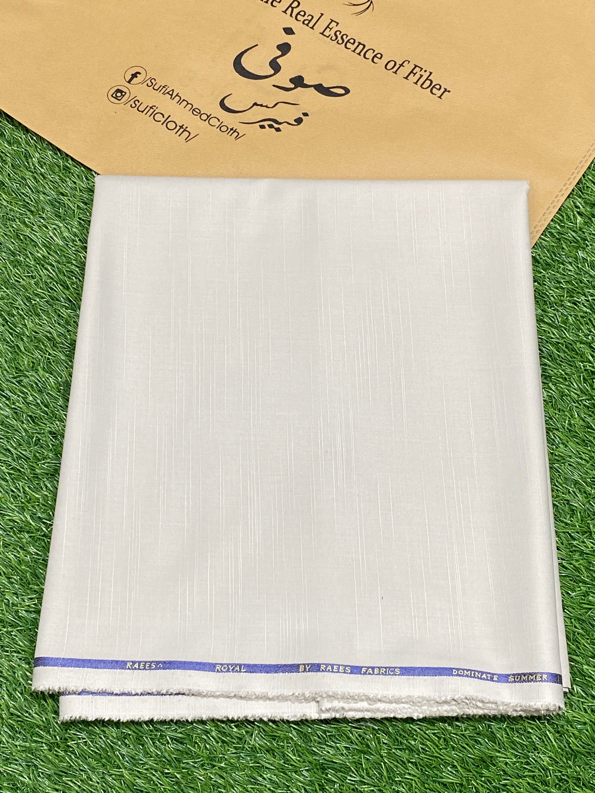 Royal By Raees – Wash & Wear Slub Design (Malaysian Grey) - Sufi Fabrics