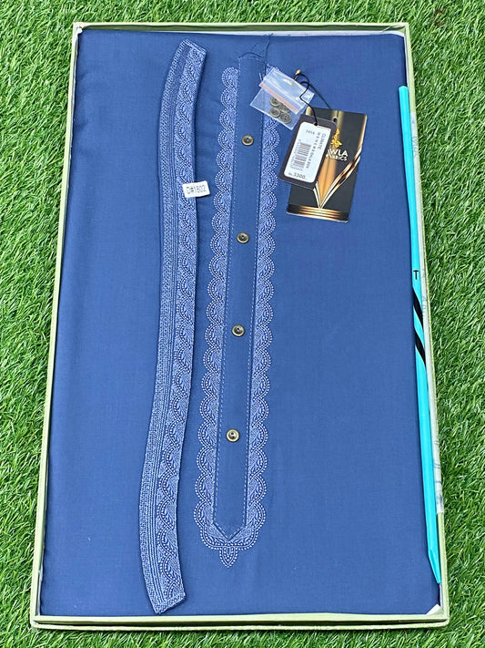 Wash & Wear Boutique Embroidery D#06 (Royal Blue) - Sufi Fabrics