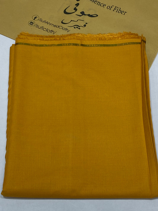 Cherry By Raees – Wash & Wear Self Check Design (Mustard) - Sufi Fabrics